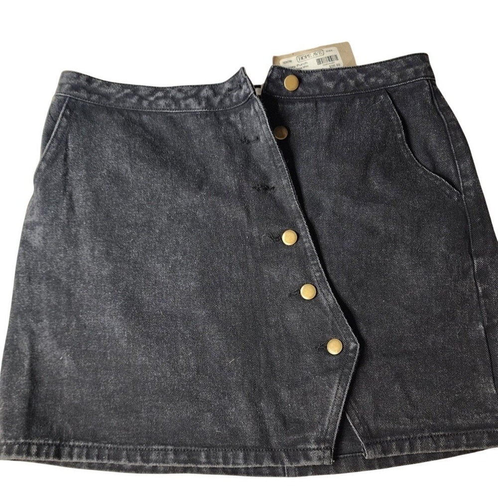 Honey Belle Honey Punch Vintage Black Denim Mini Skirt Button Front Small NWT
